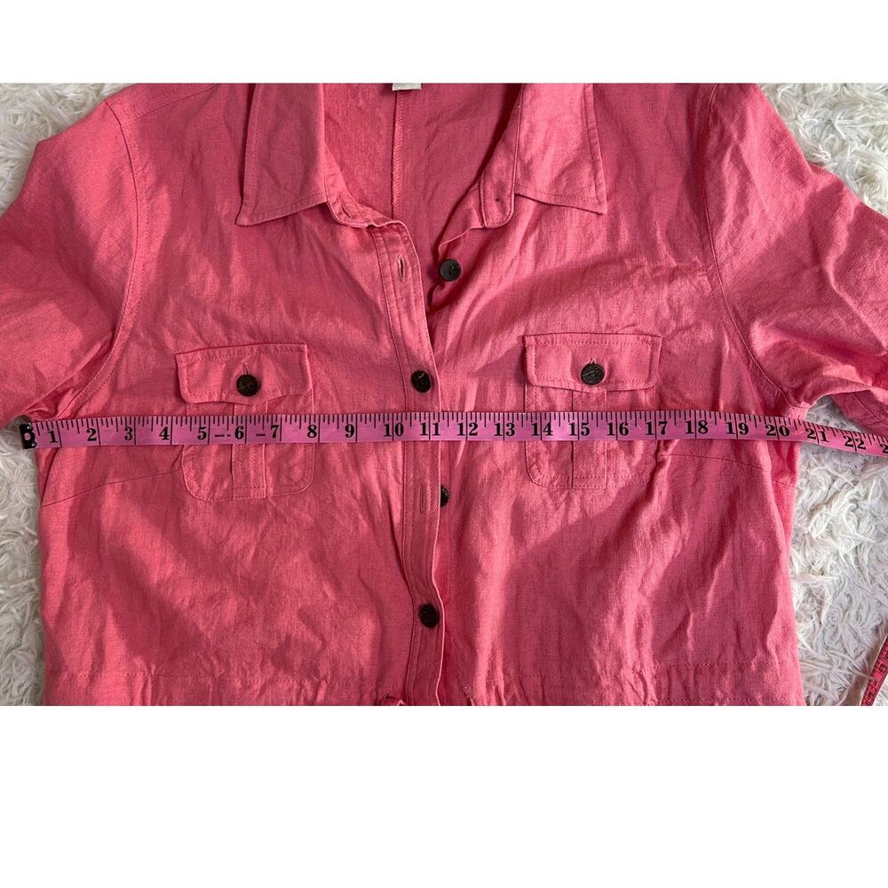 Appleseed’s Women's Size 14 Petite Pink Linen Button Up Shirt Dress  #0513 - Picture 13 of 14